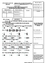 Đề kiểm tra năng lực đầu vào môn Toán Lớp 6 - Mã đề 102 - Năm học 2019-2020 - Phòng giáo dục và đào tạo Bắc Ninh